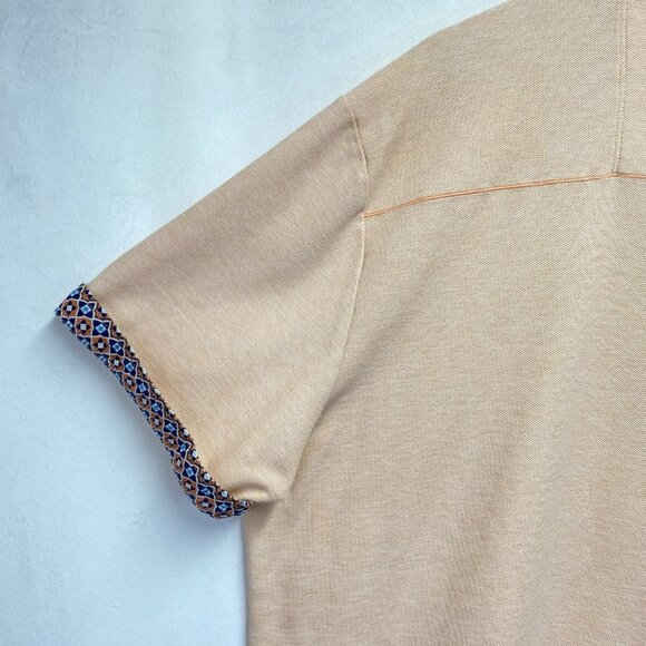 Tommy Bahama Island Zone Polo Shirt Mens XXL Salmon Patterned Collar & Cuffs - Picture 10 of 12